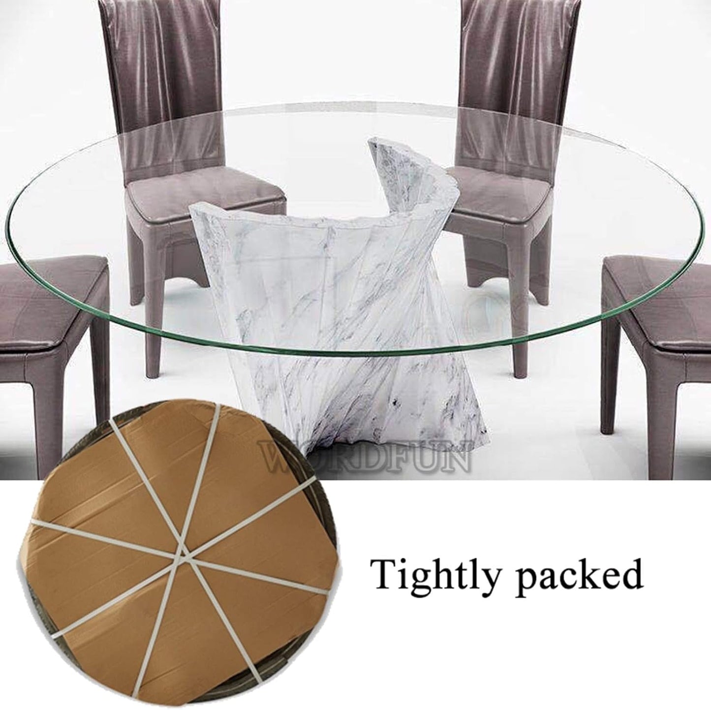 35-100 cm Round Tempered Glass Tabletop, Polished Edges, Durevole Crystal Dining Table Surface, Stilish Round Table for Dining Room, Elegant and Sturdy Design