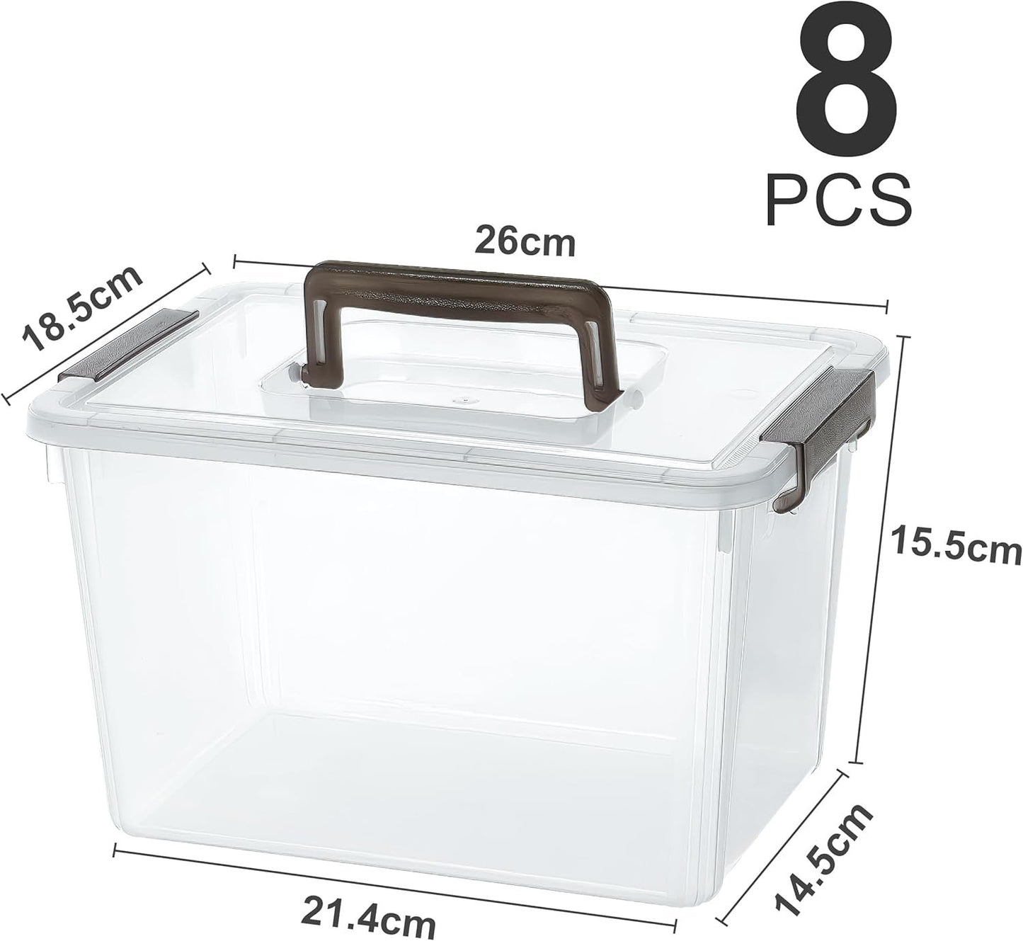 Citylife 8 Packs 5.3QT. Plastic Storage Bins with Latching Lids Clear Storage Box with Handle Stackable Stoage Containers for Organizing Toys, Crafts, Legos, Tools