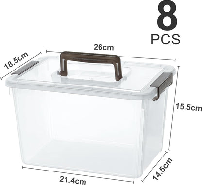 Citylife 8 Packs 5.3QT. Plastic Storage Bins with Latching Lids Clear Storage Box with Handle Stackable Stoage Containers for Organizing Toys, Crafts, Legos, Tools