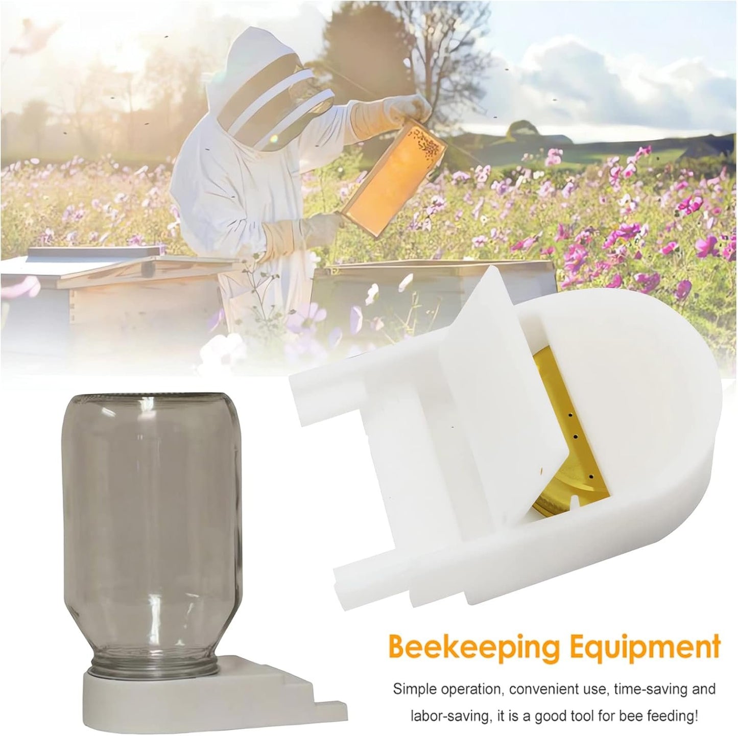4 Pack Bee Feeders Easy, Plastic Bee Entrance Feeder Beehive Feeder Water or Sugar Syrup Feeding Equipment, Easy-to-Install Beekeeping Beehive Equipment, Entrance Feeders for Bee Hives