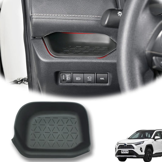 CUCHIYUN Driver Storage Box Organizer Mat Driver's Interior Insert Tray Center Console Organizer Tray Compatible with Toyota RAV4 2022 Accessories 2021 2020 2019 - Non-Slip Anti-Dust