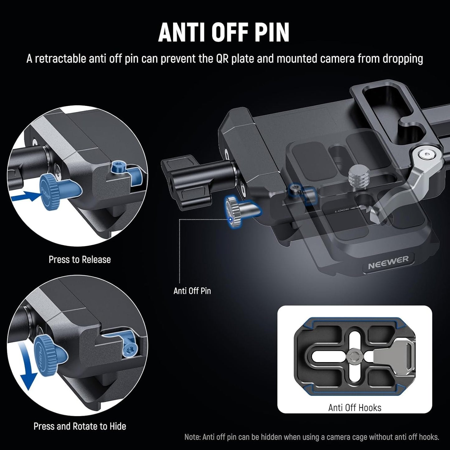 NEEWER V Mount Battery Plate with Arca Type Quick Release Plate, Foldable V Lock Mounting Adapter for NEEWER PS099E, Compatible with Camera Cage Video Rig Accessories DJI RS4 RS3 Gimbal, PS015 PRO