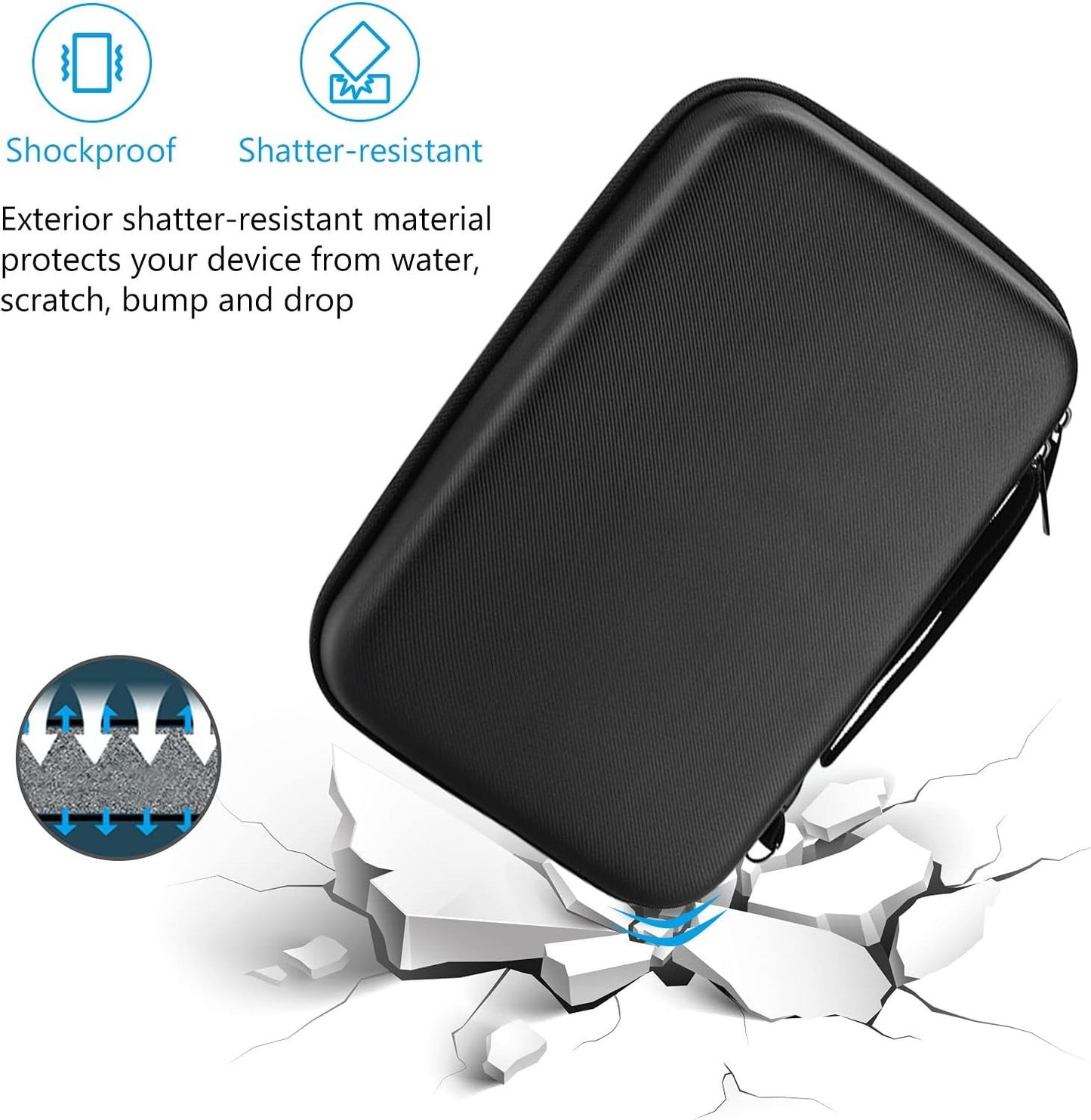 ProCase Hard Travel Electronic Organizer Case for MacBook Power Adapter Chargers Cables Power Bank Apple Magic Mouse Apple Pencil USB Flash Disk SD Card Small Portable Accessories Bag â€“Black
