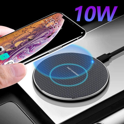 Qi Wireless Charger 10W Fast Wireless Charging Dock Wireless Charging Pad with Anti-Slip Rubber Base Slim Wireless Charger for Android Cell Phone (Black)