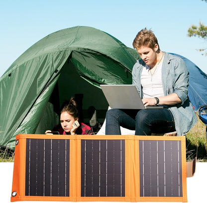 Solar Powered Charger - Solar Charging Panel with USB Port, Silicon Photovoltaic poweer Generation Panel | Solar Charger Folding, Outdoor Camping Charging Device Portable for Tablets Smartwatches