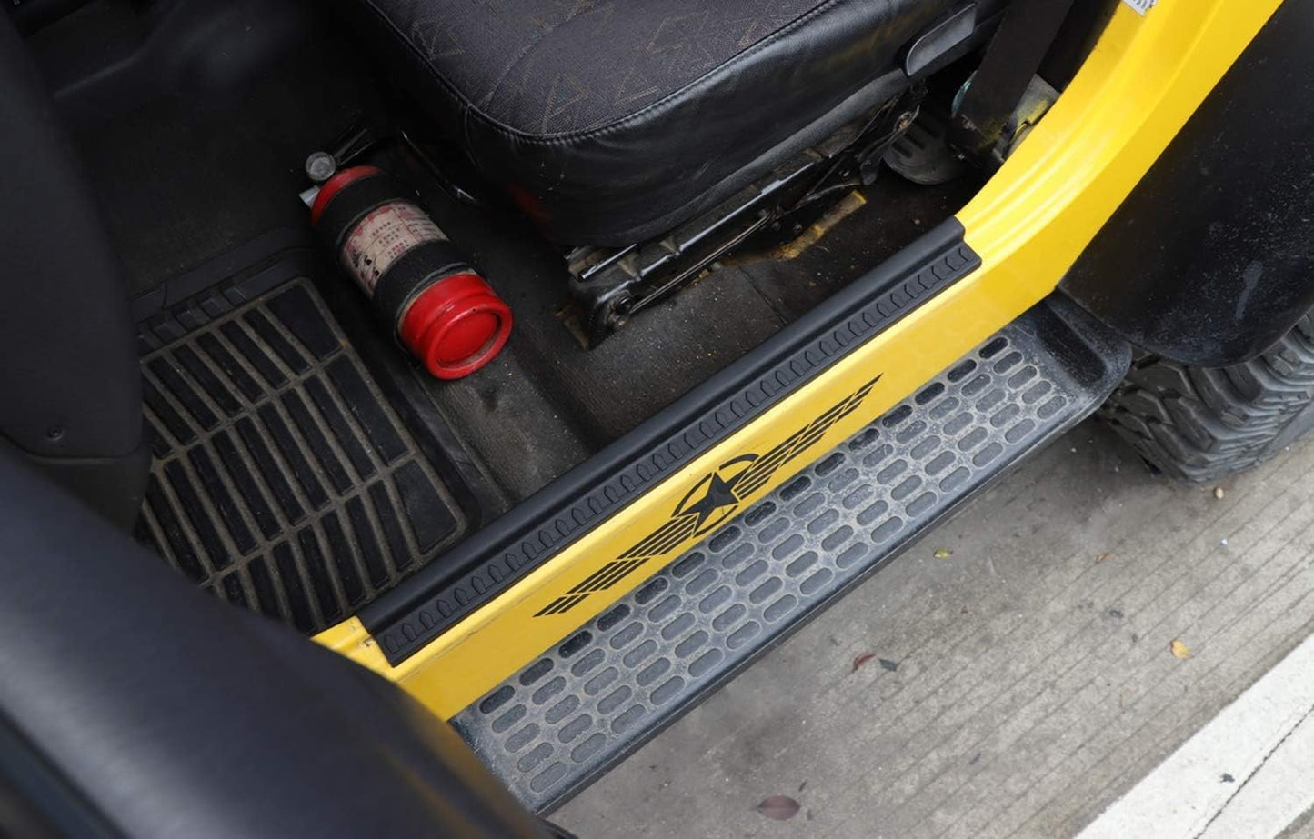 YOCTM Rubber Door Sill Protectors Guards Plate Entry Guard Kit for 97-06 Jeep Wrangler TJ Interior Accessories Full Protection Rubber Black