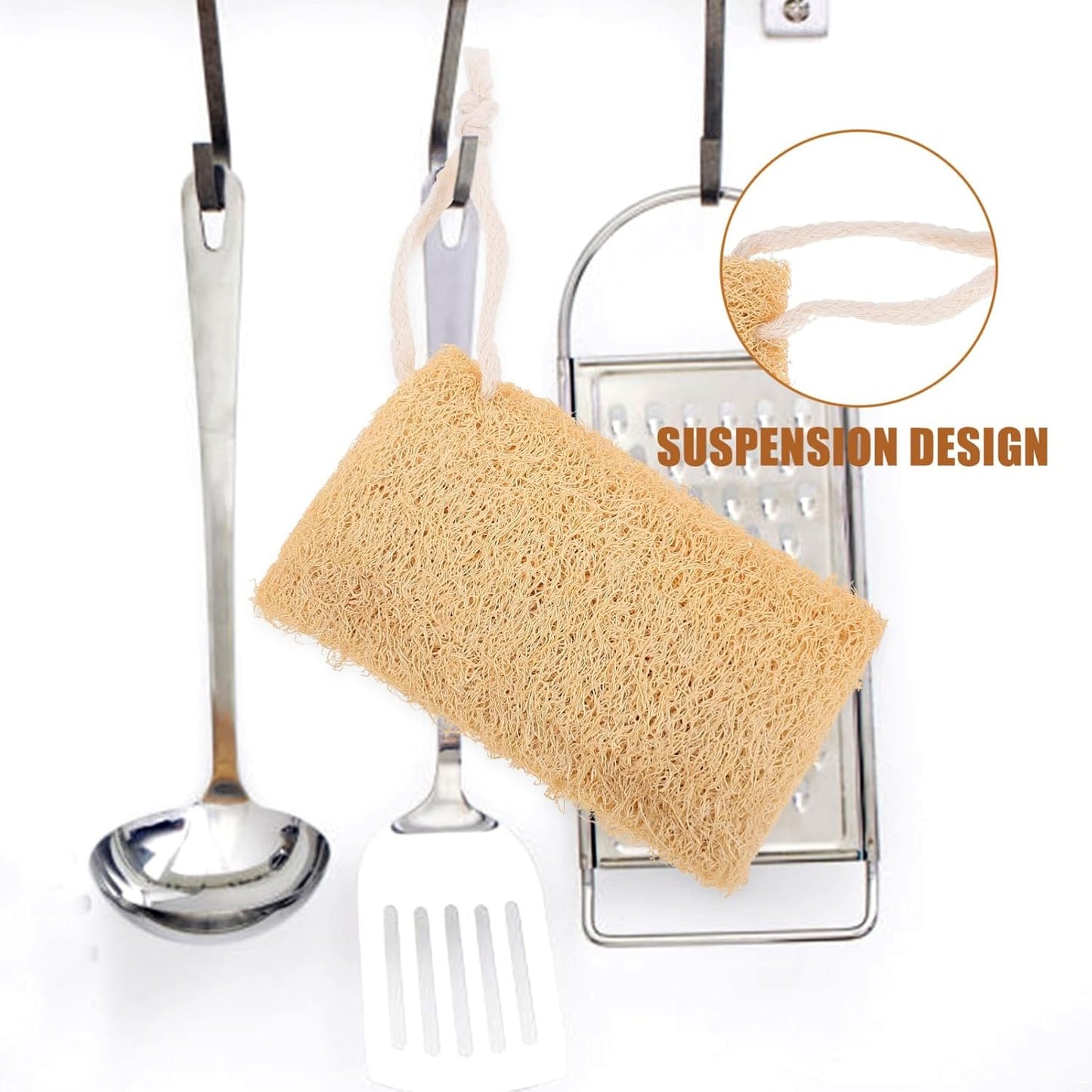 VALICLUD 4Pcs Natural Loofah Scrubber Dish Washing Tool Soft Absorbent Cleaning Sponge for Kitchen Use