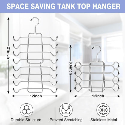 PUPPYCUTE 2 Pack Tank Tops Hangers, Bra Hanger Space Saving Closet Organizer, Apartment College Dorm Room Essentials for Girls, Closet Organizers Organization and Storage for Tops Bras Pants or Skirt