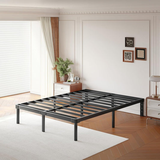 FDLOGW Full Bed Frame, 14 Inch Full-Size Metal Platform Bedframe with Round-Corner Leg, Heavy Duty Steel Slat Mattress Foundation, Easy Assembly, Noise-Free, No Box Spring Needed