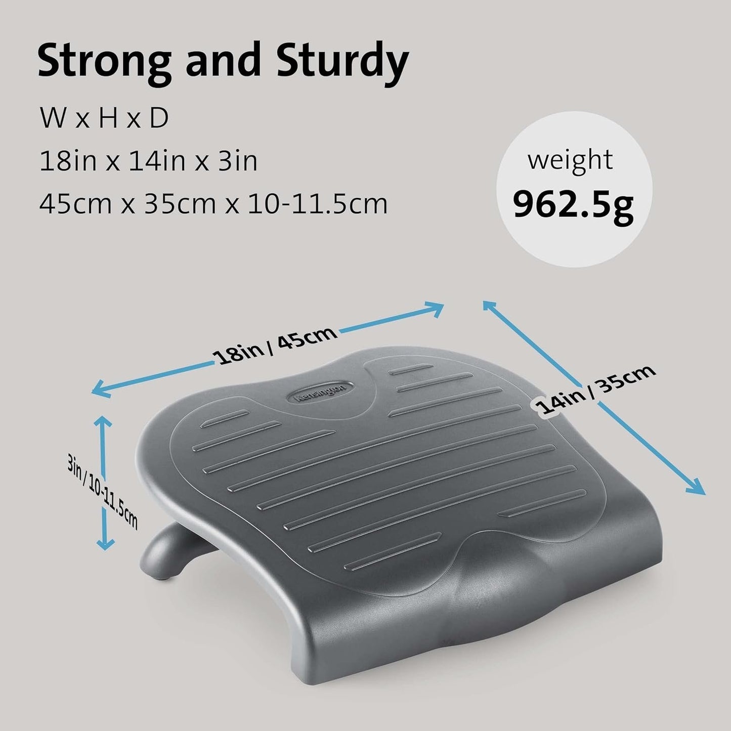 Kensington SoleSaver Ergonomic Footrest (K56152US), Gray, Large