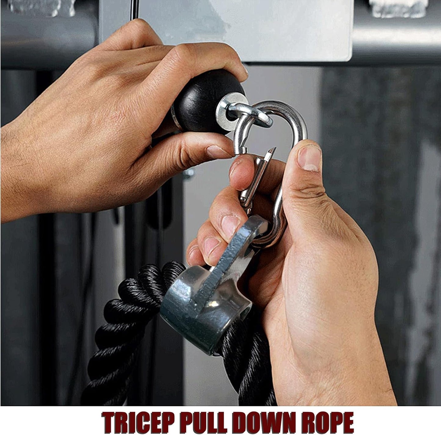 Long Tricep Rope, Rope Pull Down Attachment 47 55 63Inch Length Long, Tricep Rope Cable Attachment, Tricep Pull Down Rope for Home Gym Pulley System,Cable Machine Attachment