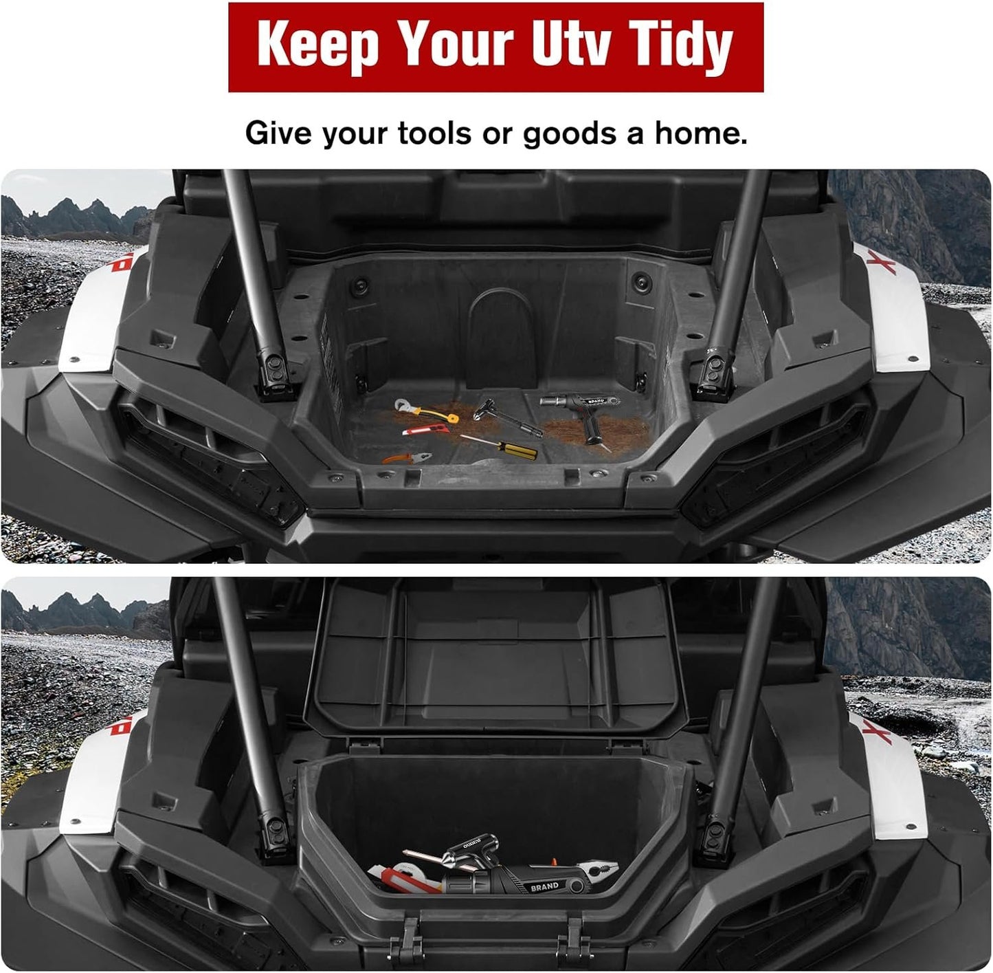 LitMiRaCle Rear Cargo Storage Box for 2024 Polaris RZR XP 1000, Durable 55 QT Trunk Storage Bin for UTV Polaris RZR XP 1000/ XP 4 1000 2024 Accessories, Replace OEM #2884525, Black