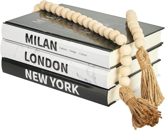 Decorative Books for Home Decor,3 PiecesTravel Themed Decorative Books Set,Real Hardcover Decor Books,for Any Table or Shelf/Living Room/Bedroom/Entryway(Black and White)