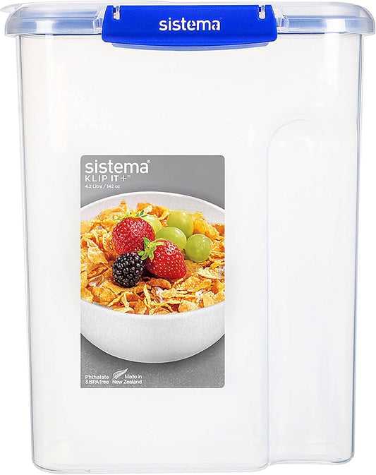 Sistema KLIP IT PLUS Cereal Storage Container | Airtight 4.2 Litre Food Pantry Storage Container | BPA-Free