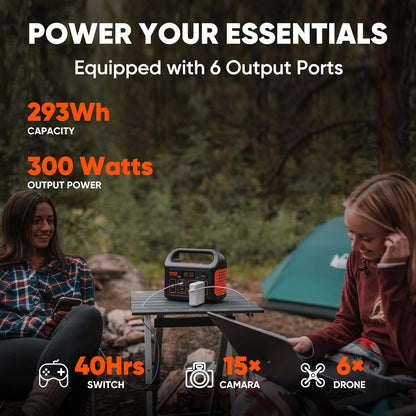 Jackery Portable Power Station Explorer 300, 293Wh Backup Lithium Battery, 110V/300W Pure Sine Wave AC Outlet, Solar Generator for Outdoors Camping Travel Hunting Blackout (Solar Panel Optional)