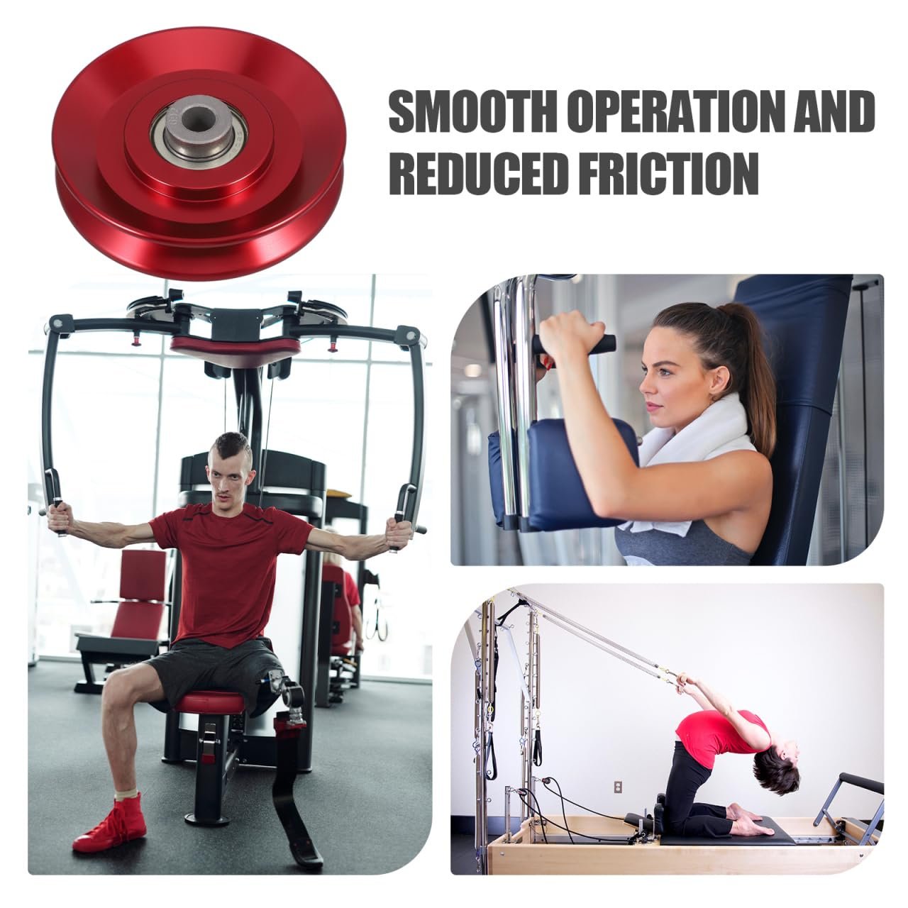 MUCKLILY U Groove Bearing, Aluminum Alloy Pulley Wheel for Gym, 90㎜ Heavy Duty Bearing, Fitness Equipment Accessory for Home Gym Cable Systems Smooth Operation Easy Installation
