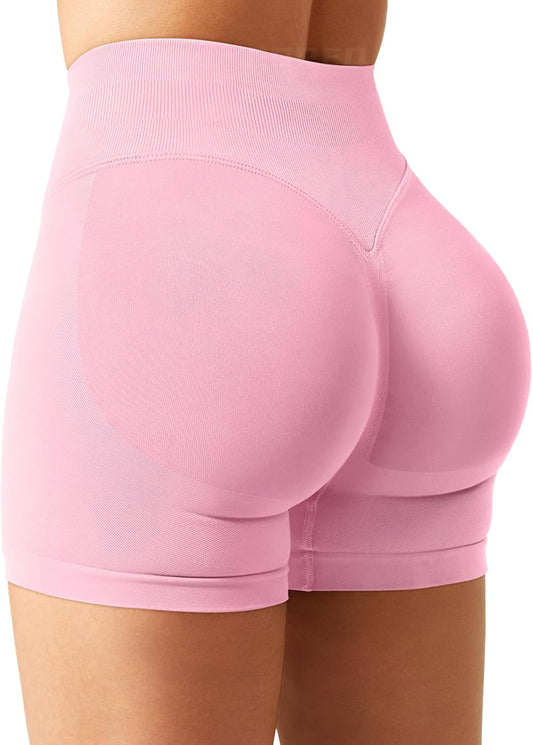 YEOREO Women's Sports Shorts Invisible Scrunch Butt Lifting Gym Workout Shorts 4.5 Inch Seamless Short Leggings Women's Push Up Booty Biker Shorts