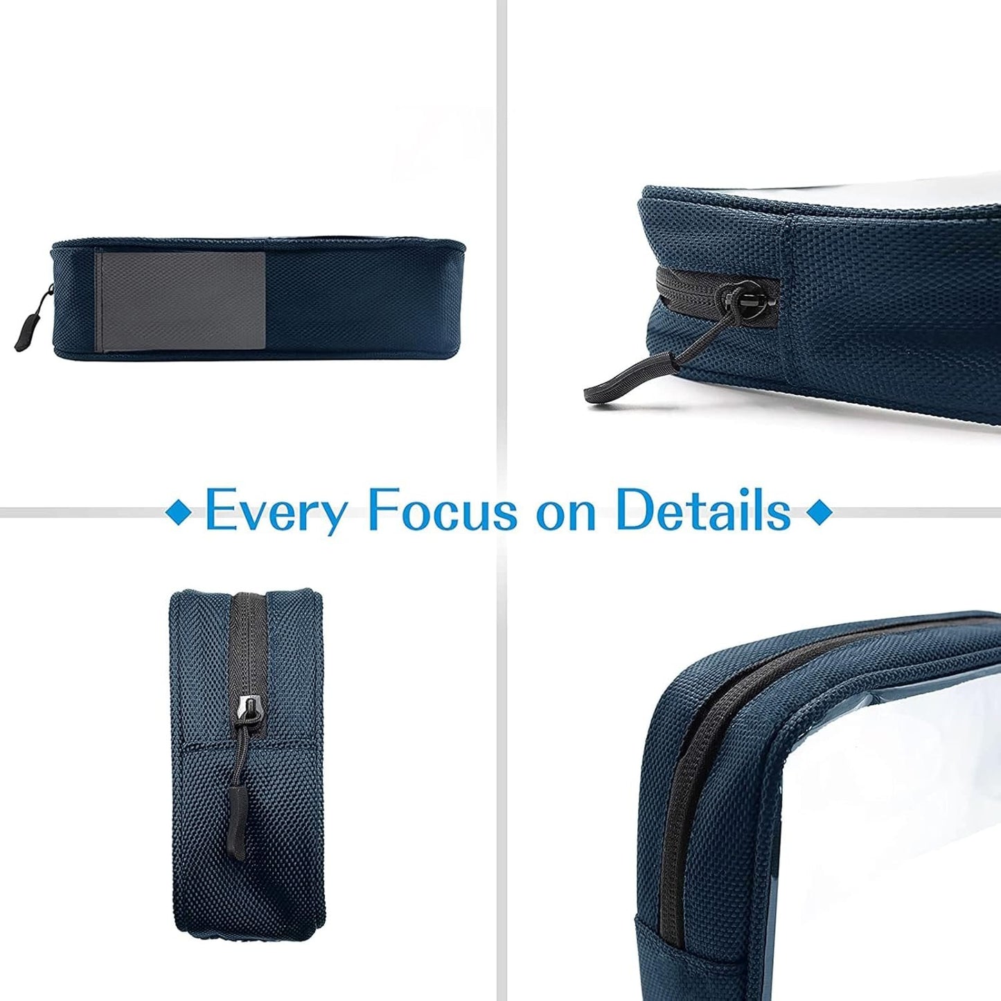 [2 Pack] ProCase TSA Approved Travel Toiletry Bag Pouch, Matte Clear Quart Size Bag Carry-On Airport Airline Compliant Bag Travel Makeup Cosmetic Bag for Toiletries Liquids Creams Cosmetics -Navy/Red