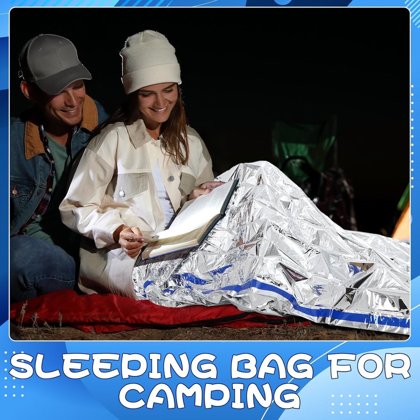 12 Set Emergency Sleeping Bag Survival Bivvy Sack Blanket with Whistles Lightweight Portable Thermal Survival Bag Thick Tent with Hood Extension Nylon Stuff Sack for Camping (Silver, 78.7 x 39.4 Inch)