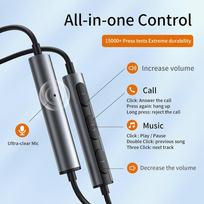 USB C Headphones for Samsung Galaxy S24 Ultra S23 S22 S21 FE S20 A53 A54 A34 USB C Earphones with Microphone In-Ear Headphones Wired Earbuds USB Type C Earphones for iPhone 15 Pro Max iPad Pro Pixel 8
