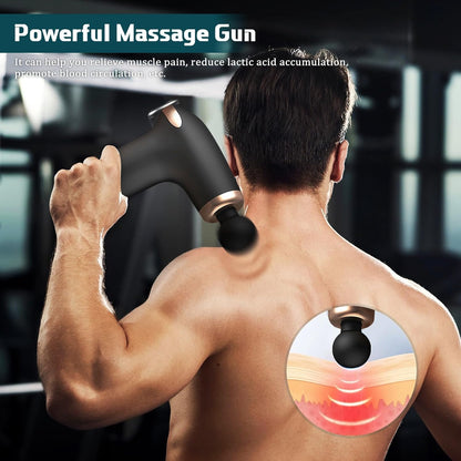 LuLuanping Muscle Massage Gun, Portable Rechargeable Deep Massager Massager with 4 Massage Heads for Body Pain Relief and Sports Body Massage (Black)