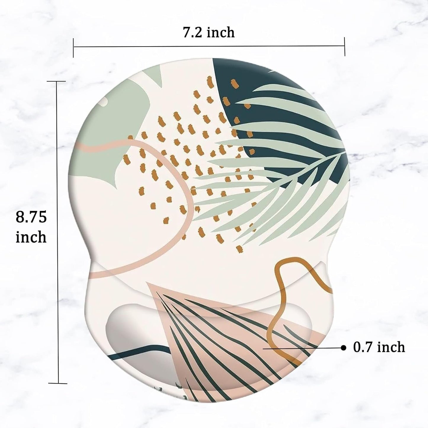 Mouse Pad with Support, Pain Relief Ergonomic Mouse Pad, Comfortable Durable Computer Mouse Pad Wrist Rest with Non-Slip PU Base for Home Office Working Studying (Modern Abstract Leaves)