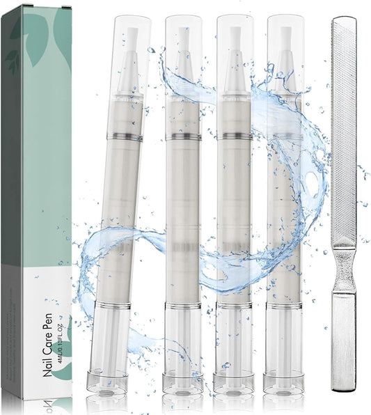 4 Pieces Nail Care Pen, with Nail File, Nail Care Pen, Targets Fungal Nail Infections, Contains Tea Tree Oil, Vitamin E, Aloe Vera and Other Natural Ingredients