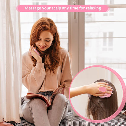 Soft Silicone Hair Scalp Massager Shampoo Brush for Wet Dry Oily Curly Straight Thick Thin Rough Long Short Natural Men Women Kids Pets Hair Care Tools（Pink