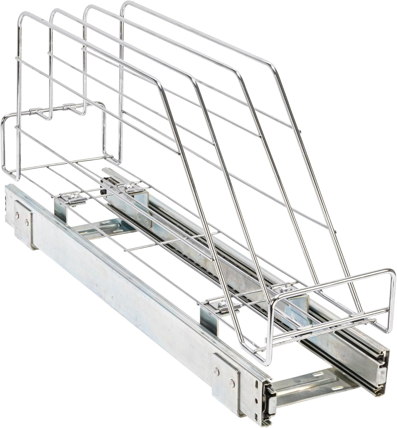 Household Essentials Glidez Multipurpose Chrome-Plated Steel Pull-Out/Slide-Out Storage Organizer for Cookware and Bakeware - Fits Standard Size Cabinet or Shelf, Chrome