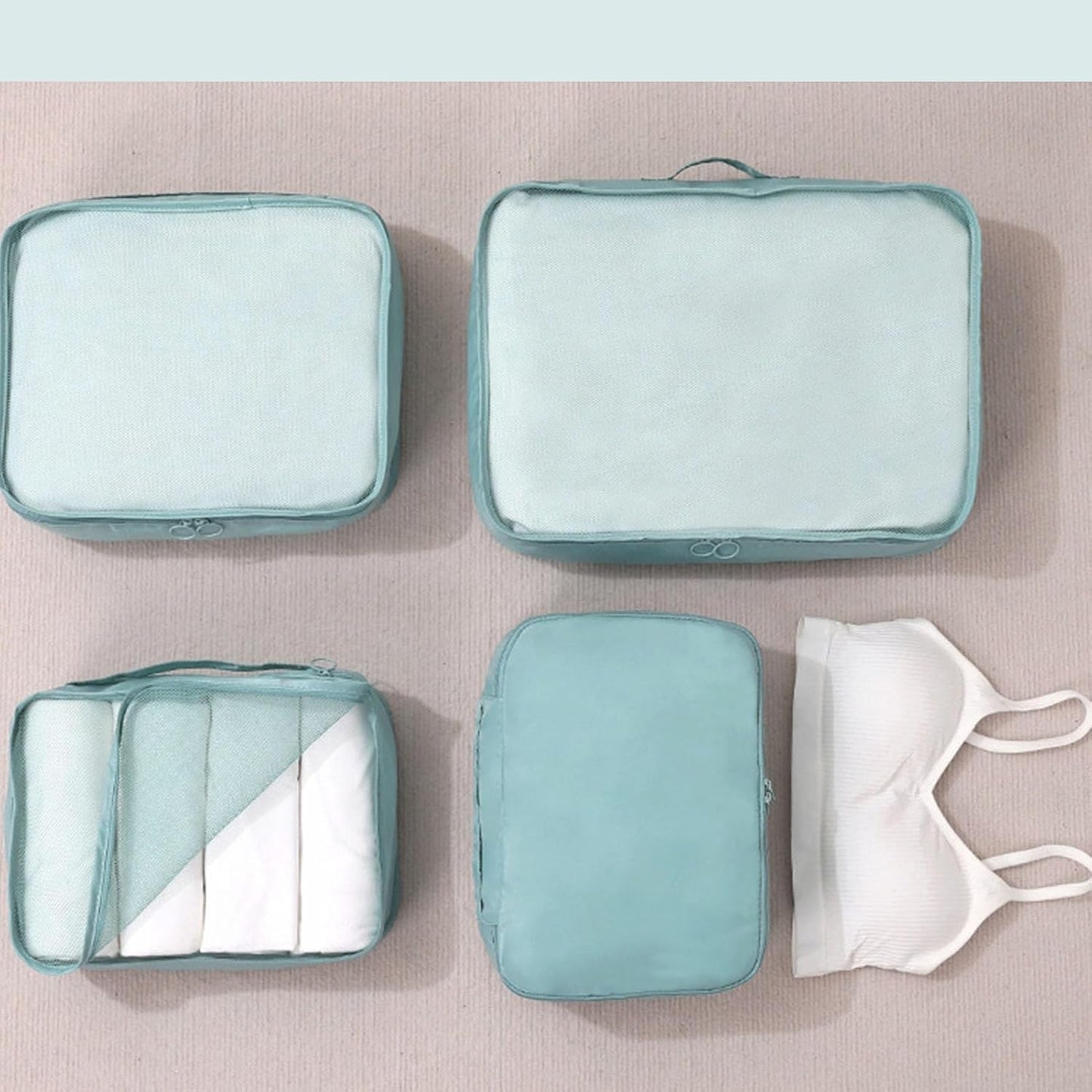Topyond 7pcs Luggage Packing Cubes Set,Waterproof Polyester Travel Packing Bags for Business Trip, Suitcase Organization, Space Saving Storage for Packing