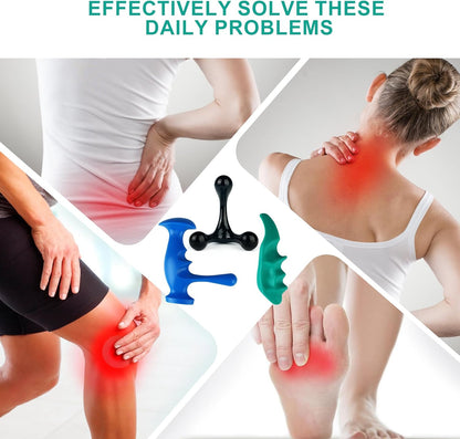 Aivwis Thumb Saver Massage Tool, Manual Trigger Point Massage Tool and 3-Legged Massage Knobs, for Full Body Deep Tissue Massage, Stress Relief and Muscle Recovery