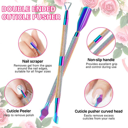 YBVABE Nail Polish Remover Kit - Complete Nail Care Solution for Fingernails & Toenails - Includes Professional Nail Clips - Nail Cotton Pads - Nail File Grits 100/180 - Cuticle Pusher & Nail Brush