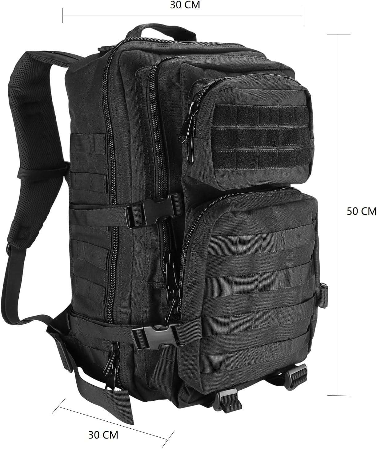 ProCase Military Tactical Backpack 40 Litres, 3 Days Large Capacity Travel Backpack for Hunting, Trekking and Camping and Other Outdoor Activities, Black, Classic