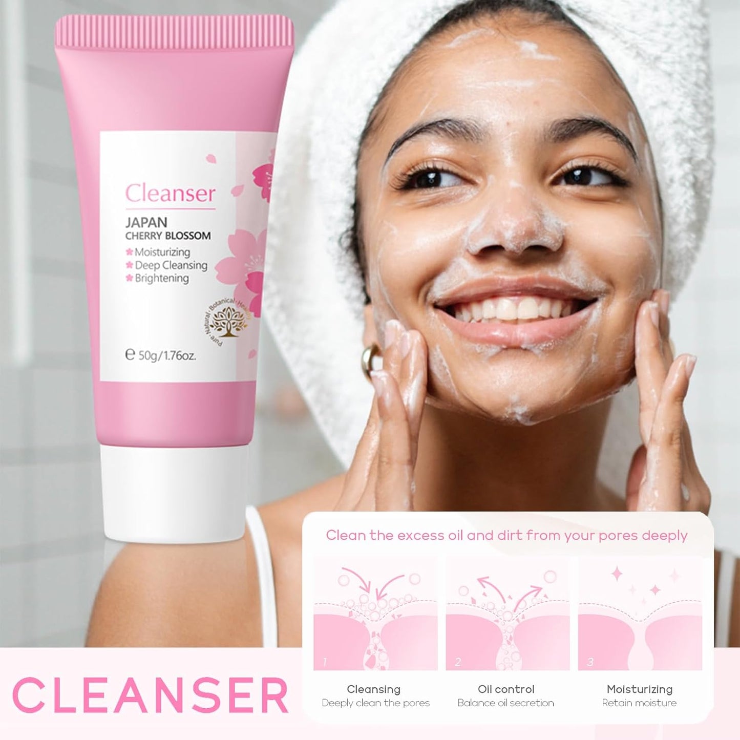 Face Care Set for Girls and Women, Anti-Wrinkle, Facial Skin Care Set, Sakura Skincare Moisturizer with Serum Cream, Toner, Eye Cream, Daily Skin Care