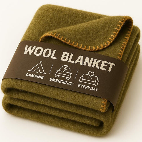 JMR 66X90 Military Wool Blanket for Emergency,Camping & Everyday Use (Olive Green)