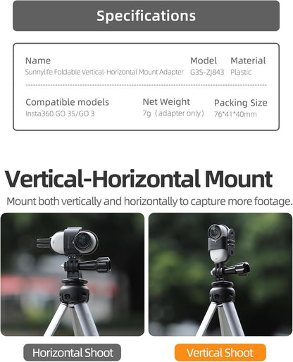 MotuTech Support Frame for Insta360 GO 3S/GO 3 Cage Connector Bracket Horizontal and Vertical Socket Accessories Adapter Quick Disassembly Kit
