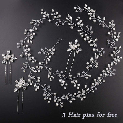 denifery Makeup Bridal Jewelry Rose Gold and Gold Silver Extra Long Pearls and Crystal Beads Bridal Jewelry Bridal Hair Accessories
