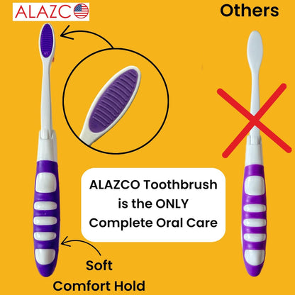 ALAZCO Comfort Hold Travel Toothbrush On The Go Folding Medium Bristle Brushes Compact Size Ergonomic Foldable Tooth Brush Camping Gym School Locker Backpack TSA Approved (4pc Medium)