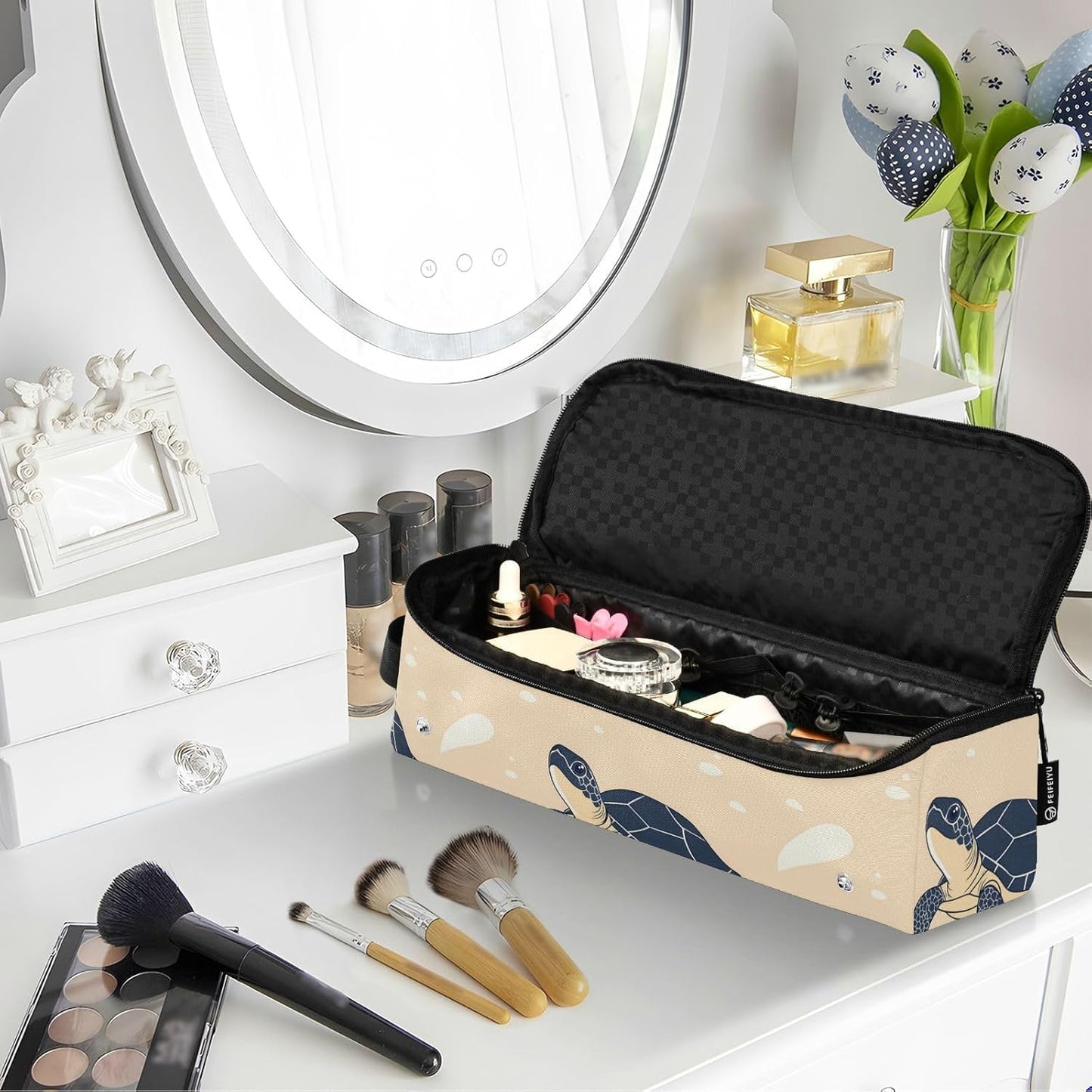 Borsa da viaggio per strumenti per capelli con tappetino in ferro rimovibile per accessori per lo styling dei capelli, organizer per strumenti caldi e accessori per la cura dei capelli, custodia per