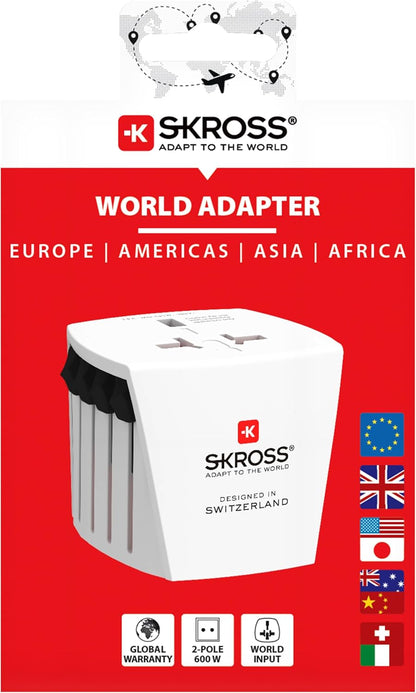 SKROSS | 1.102500 | Micro MUV | Universal Travel Adapter 2 Pole - Voltage and Power 100 V - 250 W / 250 V - 625 W - Shock Protection