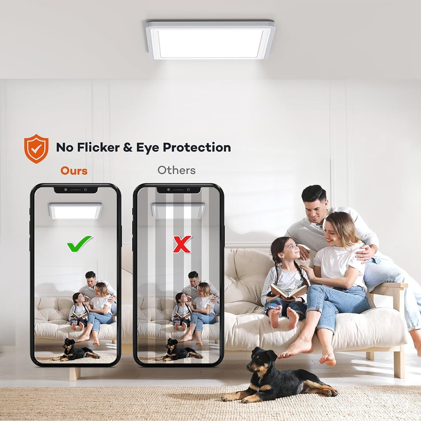 Annaror Smart LED Ceiling Light Fixture WiFi, 13in RGB Flush Mount Lighting Fixture with Remote, Compatible with Alexa Google Home, Low Profile Ceiling Light for Bedroom, Kitchen, Square White