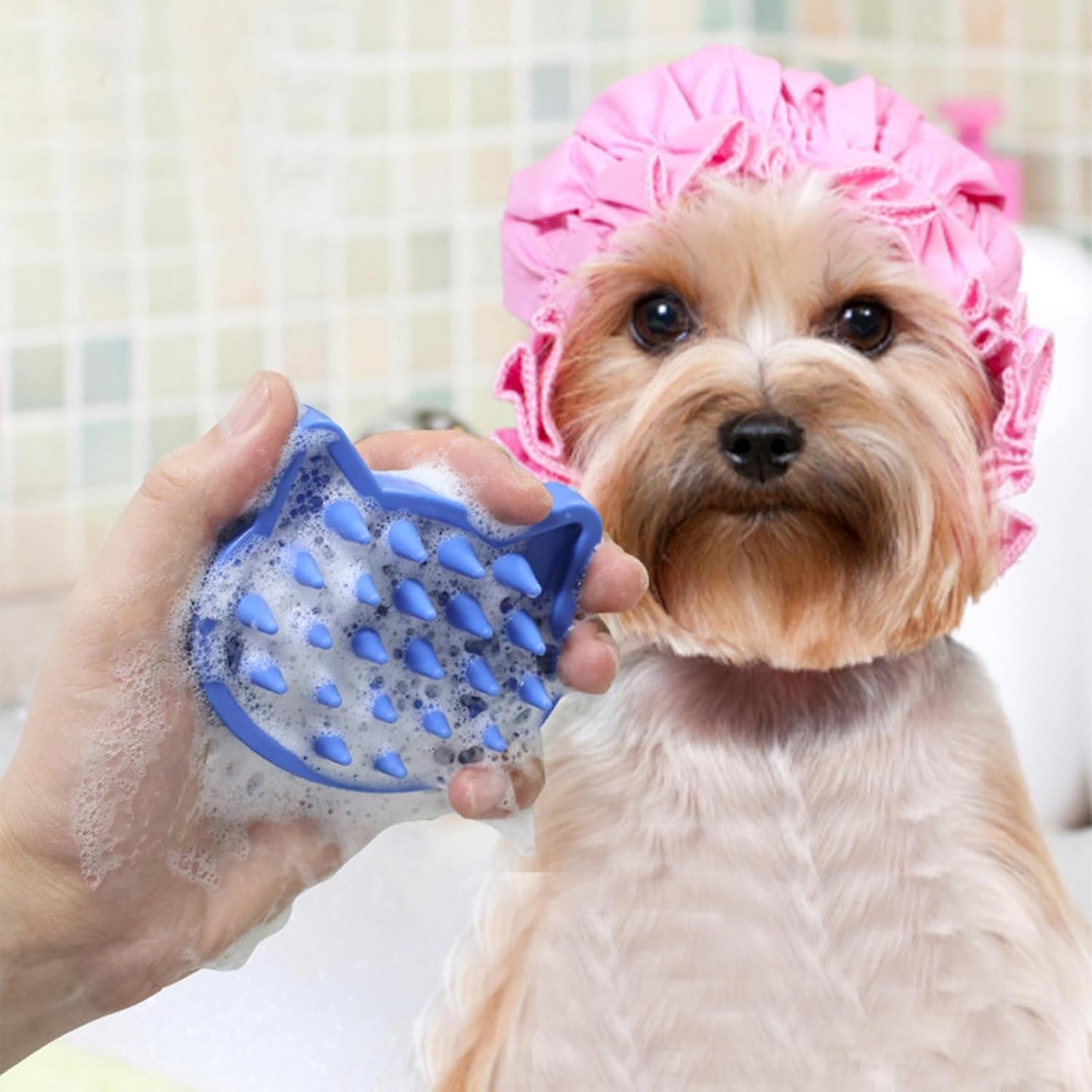 Dog Bath Brush, Cat Shower Massage Tool, Pet Grooming Scrubber with Ergonomic Handle, Soft Bristles for Effective Cleaning, Suitable for Small, Medium, Large Puppies