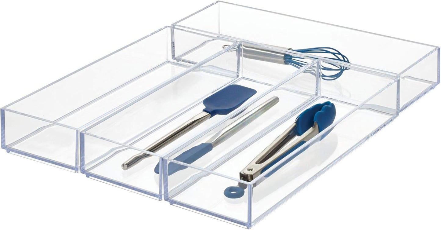 iDesign Clarity Drawer, Kitchen and Bathroom Organization Silverware, Spatulas, Gadgets, Clear