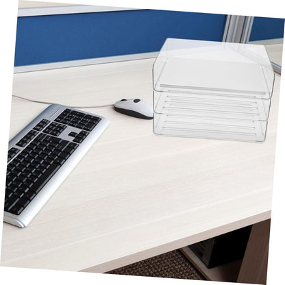 Generic Paper Storage Organizer Desk Tray Stackable File Organizer for Office Transparent Letter Tray for Efficient Workspace Organization