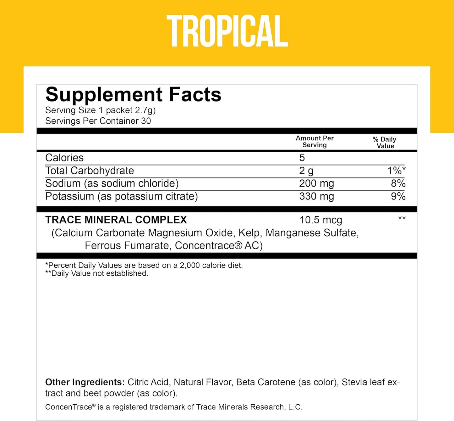 Electrolyte Mix Super Hydration Formula + Trace Minerals | NEW! Tropical Flavor (30 powder packets) Sports Drink Mix | Dr. Price's Vitamins | No Sugar, Non-GMO, Gluten Free & Vegan