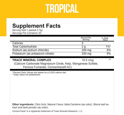 Electrolyte Mix Super Hydration Formula + Trace Minerals | NEW! Tropical Flavor (30 powder packets) Sports Drink Mix | Dr. Price's Vitamins | No Sugar, Non-GMO, Gluten Free & Vegan