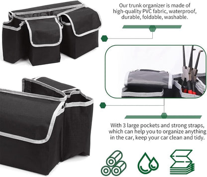 AIMALL Car Trunk Hanging Storage Bag â€“ Multi-Compartment Organiser for SUV, MPV & Hatchback, Waterproof Oxford Fabric with Adjustable Straps, 6.2"x11"x3.9"