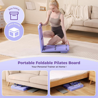 Portable Pilates Reformer Machine for Home Gym - Auto-Rebound Pilates Board with Abdominal Core Trainer & Full Body Workout | Professional Pilates Equipment for Men/Women