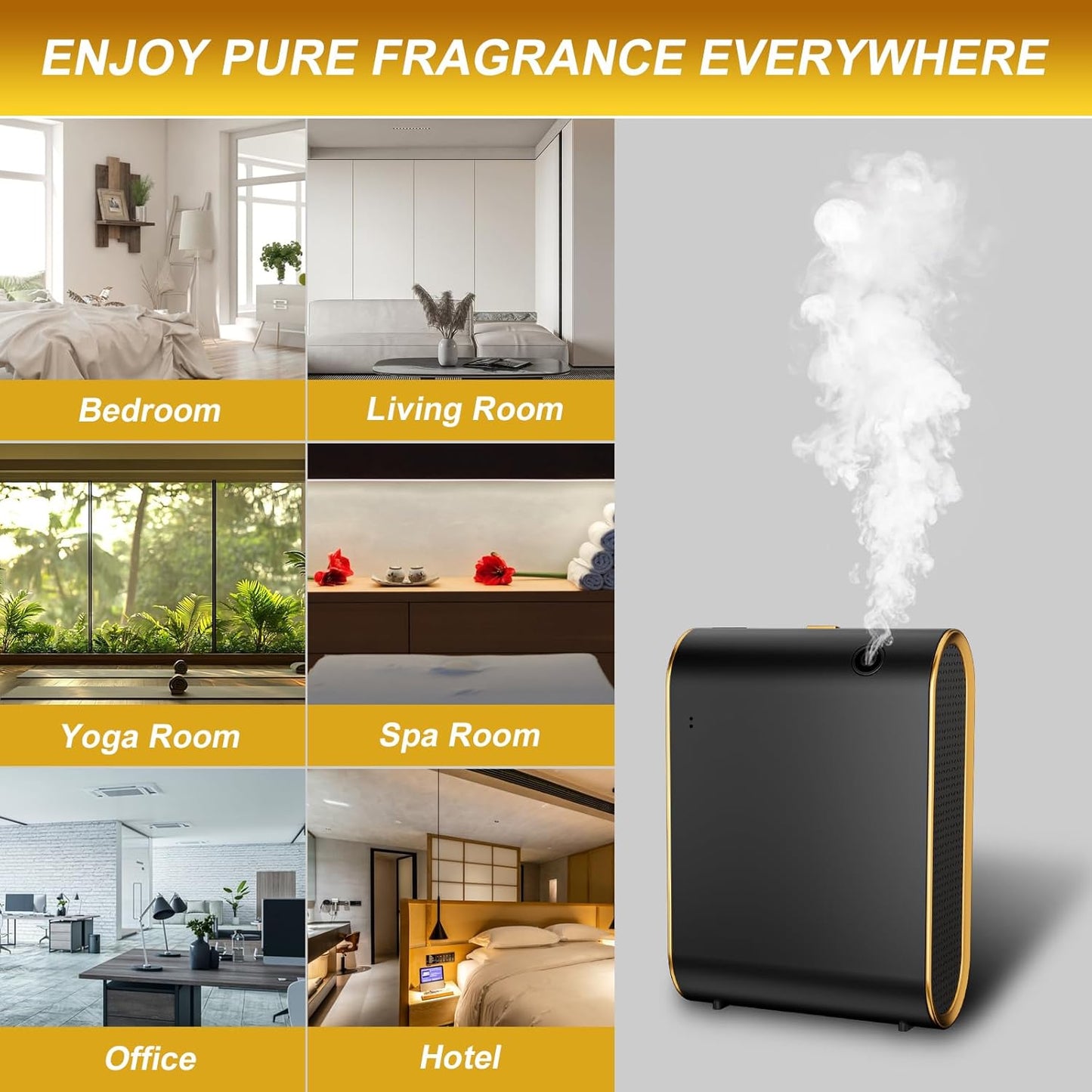 Smart Scent Air Machine for Home, 1500 Sq. Ft Hotel Collection Diffuser with Cold Air Tech, Whole House Fragrance & Low Noise, Bluetooth Scent Air Diffuser for Home, Hotel, Office, Spa(Black)