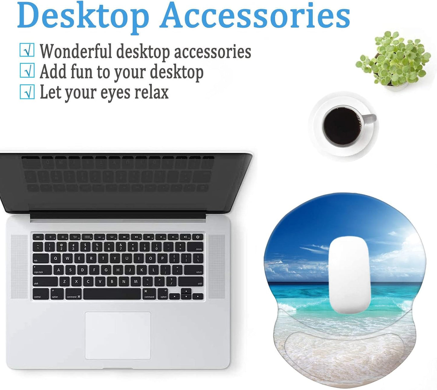 HEVITDA Mouse Pad, Ergonomic Mouse Pad with Wrist Support, Pain Relief Comfort Wrist Rest Pad with Non-Slip PU Base for Gaming, Home, Office & Travel, Beach